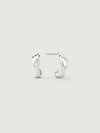 Pair of silver hoop earrings on a light gray background